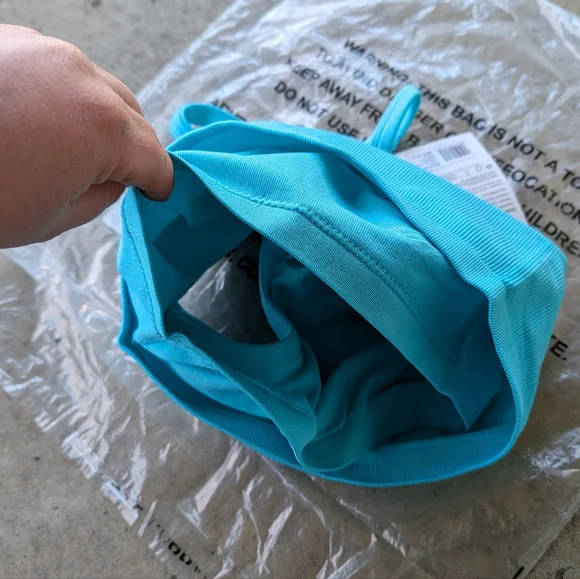 Jockey Essentials Cyan Blue Racerback Seamfree Jersey Ribbed Sports Bra NWT - Picture 2 of 12